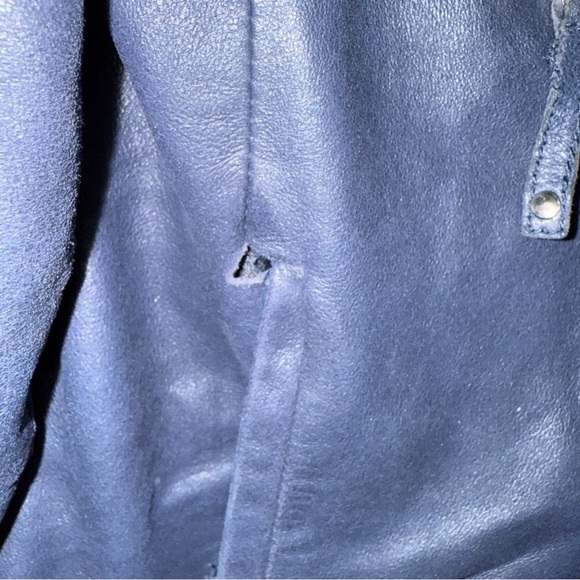 Sanctuary navy blue leather jacket with zipper details women’s size medium - Picture 11 of 12